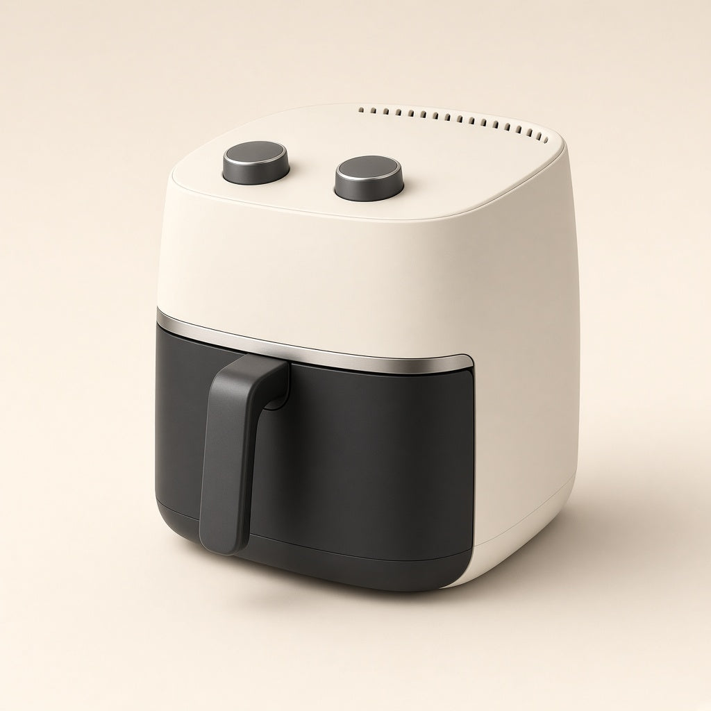 CUISINEA AirCook 5, friteuse à air chaud ivoire et anthracite, vue de trois quarts