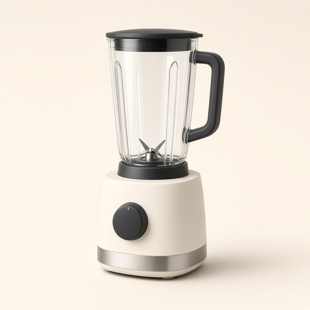 CUISINEA MixPro, blender ivoire avec bol transparent, vue de trois quarts
